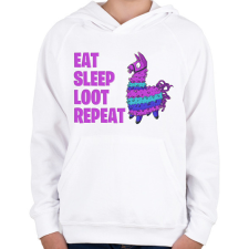 PRINTFASHION Eat Sleep Loot Repeat - Gyerek kapucnis pulóver - Fehér gyerek pulóver, kardigán