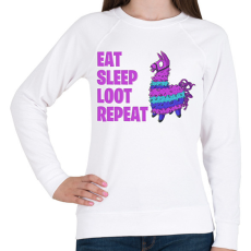PRINTFASHION Eat Sleep Loot Repeat - Női pulóver - Fehér