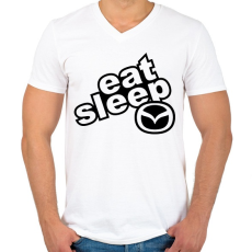 PRINTFASHION Eat Sleep Mazda - Férfi V-nyakú póló - Fehér