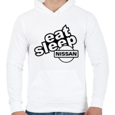 PRINTFASHION Eat Sleep Nissan - Férfi kapucnis pulóver - Fehér