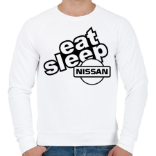 PRINTFASHION Eat Sleep Nissan - Férfi pulóver - Fehér férfi pulóver, kardigán