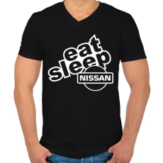 PRINTFASHION Eat Sleep Nissan - Férfi V-nyakú póló - Fekete
