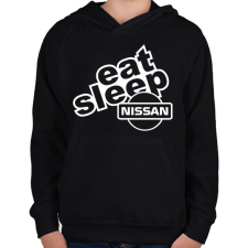 PRINTFASHION Eat Sleep Nissan - Gyerek kapucnis pulóver - Fekete gyerek pulóver, kardigán