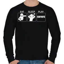 PRINTFASHION Eat, Sleep, Play Fortnite - Férfi pulóver - Fekete férfi pulóver, kardigán