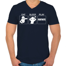 PRINTFASHION Eat, Sleep, Play Fortnite - Férfi V-nyakú póló - Sötétkék férfi póló