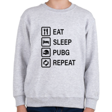 PRINTFASHION Eat Sleep PUBG Repeat - Fekete - Gyerek pulóver - Sport szürke