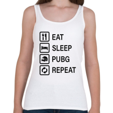 PRINTFASHION Eat Sleep PUBG Repeat - Fekete - Női atléta - Fehér női trikó