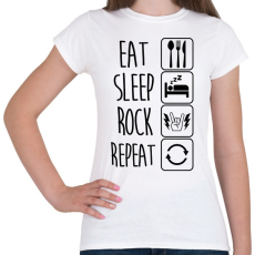 PRINTFASHION Eat Sleep Rock Repeat 2 - Női póló - Fehér
