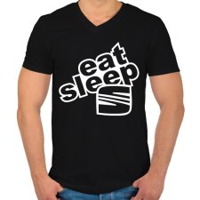 PRINTFASHION Eat Sleep Seat - Férfi V-nyakú póló - Fekete férfi póló