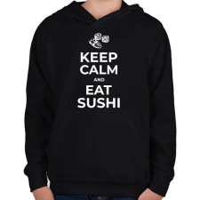 PRINTFASHION EAT SUSHI - Gyerek kapucnis pulóver - Fekete gyerek pulóver, kardigán