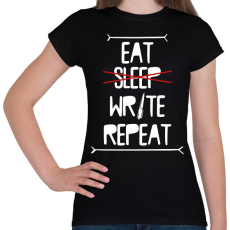 PRINTFASHION Eat, write, repeat - Női póló - Fekete