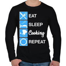 PRINTFASHION EatSleepCookingRepeat - Férfi hosszú ujjú póló - Fekete