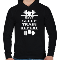 PRINTFASHION EATSLEEPTRAINREPEAT FEHÉR - Férfi kapucnis pulóver - Fekete