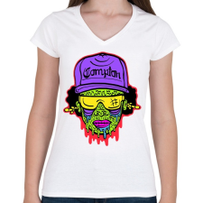 PRINTFASHION Eazy-E - Női V-nyakú póló - Fehér női póló