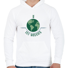 PRINTFASHION Eco warrior - Férfi kapucnis pulóver - Fehér férfi pulóver, kardigán