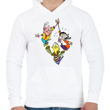 PRINTFASHION Ed Edd Eddy - Férfi kapucnis pulóver - Fehér férfi pulóver, kardigán