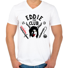 PRINTFASHION Eddie Munson Fan Club - Férfi V-nyakú póló - Fehér férfi póló