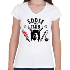 PRINTFASHION Eddie Munson Fan Club - Női V-nyakú póló - Fehér