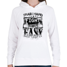 PRINTFASHION Eddz keményen, harcolj könnyedén! - Női kapucnis pulóver - Fehér