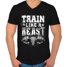 PRINTFASHION Eddz mint egy vadállat! - Férfi V-nyakú póló - Fekete férfi póló