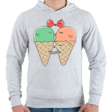 PRINTFASHION Édes csók - fagyi - Férfi kapucnis pulóver - Sport szürke férfi pulóver, kardigán