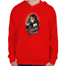 PRINTFASHION Édes halál - Gyerek kapucnis pulóver - Piros