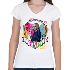 PRINTFASHION Edin firka - Női V-nyakú póló - Fehér