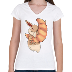 PRINTFASHION Eevee - Női V-nyakú póló - Fehér