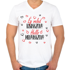PRINTFASHION Ég veled Kisasszony - Férfi V-nyakú póló - Fehér férfi póló