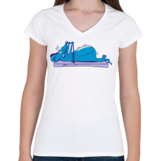 PRINTFASHION Egér edzés - Női V-nyakú póló - Fehér
