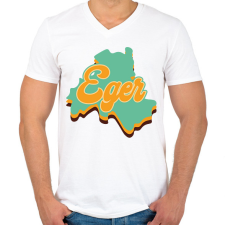 PRINTFASHION Eger - Férfi V-nyakú póló - Fehér férfi póló