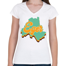 PRINTFASHION Eger - Női V-nyakú póló - Fehér női póló