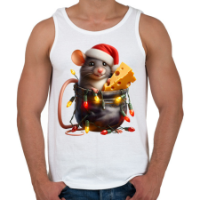 PRINTFASHION Egér zsebben - vicces karácsonyi kisegér mikulás sapkában - Férfi atléta - Fehér atléta, trikó