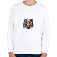 PRINTFASHION Egér zsebben - vicces karácsonyi kisegér mikulás sapkában - Gyerek pulóver - Fehér