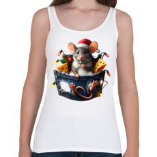 PRINTFASHION Egér zsebben - vicces karácsonyi kisegér mikulás sapkában - Női atléta - Fehér