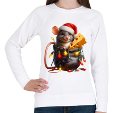 PRINTFASHION Egér zsebben - vicces karácsonyi kisegér mikulás sapkában - Női pulóver - Fehér női pulóver, kardigán