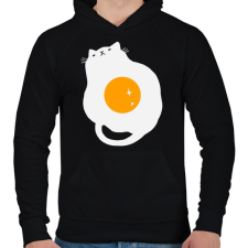 PRINTFASHION Egg Cat - Férfi kapucnis pulóver - Fekete férfi pulóver, kardigán