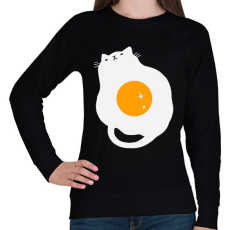 PRINTFASHION Egg Cat - Női pulóver - Fekete