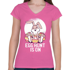 PRINTFASHION Egghunter - Női V-nyakú póló - Rózsaszín