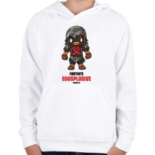 PRINTFASHION Eggsplosive - Fortnite Season 6 - Gyerek kapucnis pulóver - Fehér gyerek pulóver, kardigán