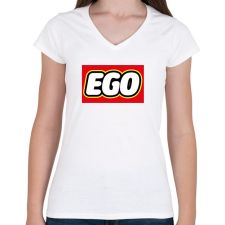 PRINTFASHION Ego - Lego - Női V-nyakú póló - Fehér női póló