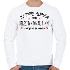 PRINTFASHION Egy fontos feladatom van - keresztanya - Férfi pulóver - Fehér férfi pulóver, kardigán