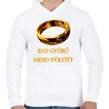 PRINTFASHION egy gyűrű mind fölött - Férfi kapucnis pulóver - Fehér férfi pulóver, kardigán