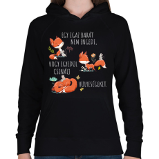 PRINTFASHION Egy igazi barát - Női kapucnis pulóver - Fekete