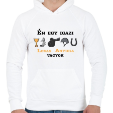 PRINTFASHION Egy igazi lovas anyuka - Férfi kapucnis pulóver - Fehér női pulóver, kardigán