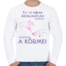 PRINTFASHION Egy nő teljesen ártalmatlan ameddig... - Férfi pulóver - Fehér