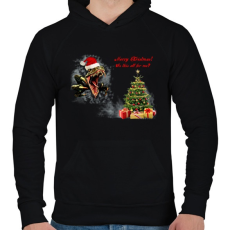 PRINTFASHION Egy Raptor Karácsonya - Férfi kapucnis pulóver - Fekete