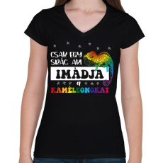 PRINTFASHION Egy srác - Kaméleon - Női V-nyakú póló - Fekete