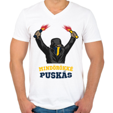 PRINTFASHION Egyedi szurkolói minta #7 - Férfi V-nyakú póló - Fehér férfi póló