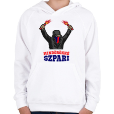 PRINTFASHION Egyedi szurkolói minta - Gyerek kapucnis pulóver - Fehér